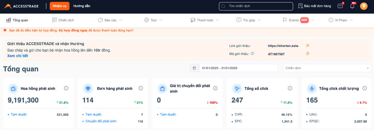 Học viên kiếm tiền từ Affiliate Marketing (Tiếp thị liên kết) trên nền tảng Accesstrade