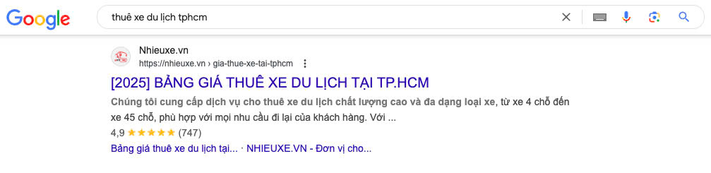 Lĩnh vực cho thuê xe sau khóa học đào tạo seo BMT