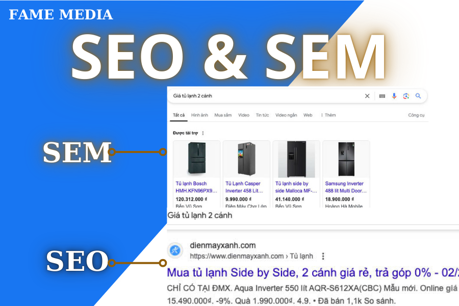 khác biệt giữa SEO và SEM