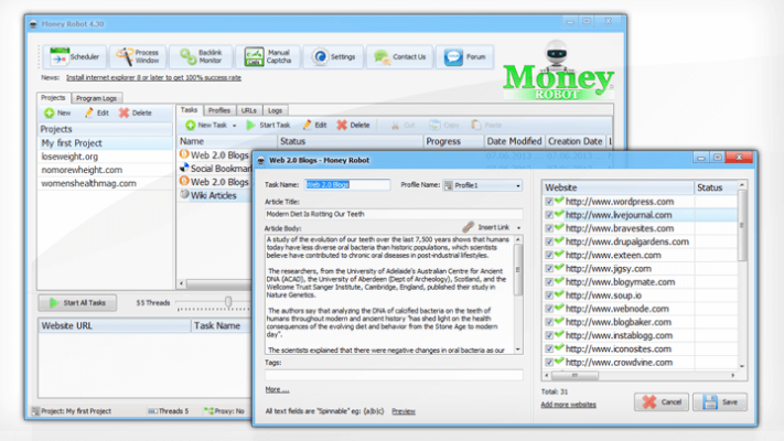 Phần mềm SEO Backlink Money Robot miễn phí 2025